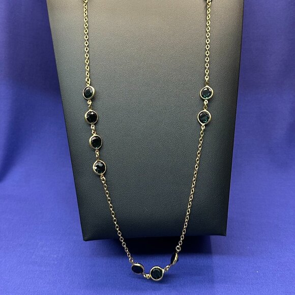 J. Crew Jewelry - J. Crew Long Gold-Tone Necklace w/ Bezel-Set Blue/Green Crystals